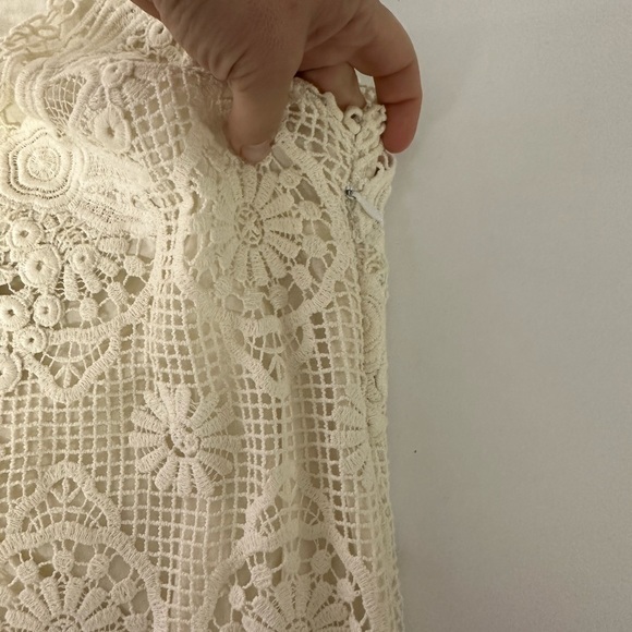 Yoana Baraschi Crochet Off‎ White Cream Lined Sleeveless Dress sz 4 - Picture 6 of 12